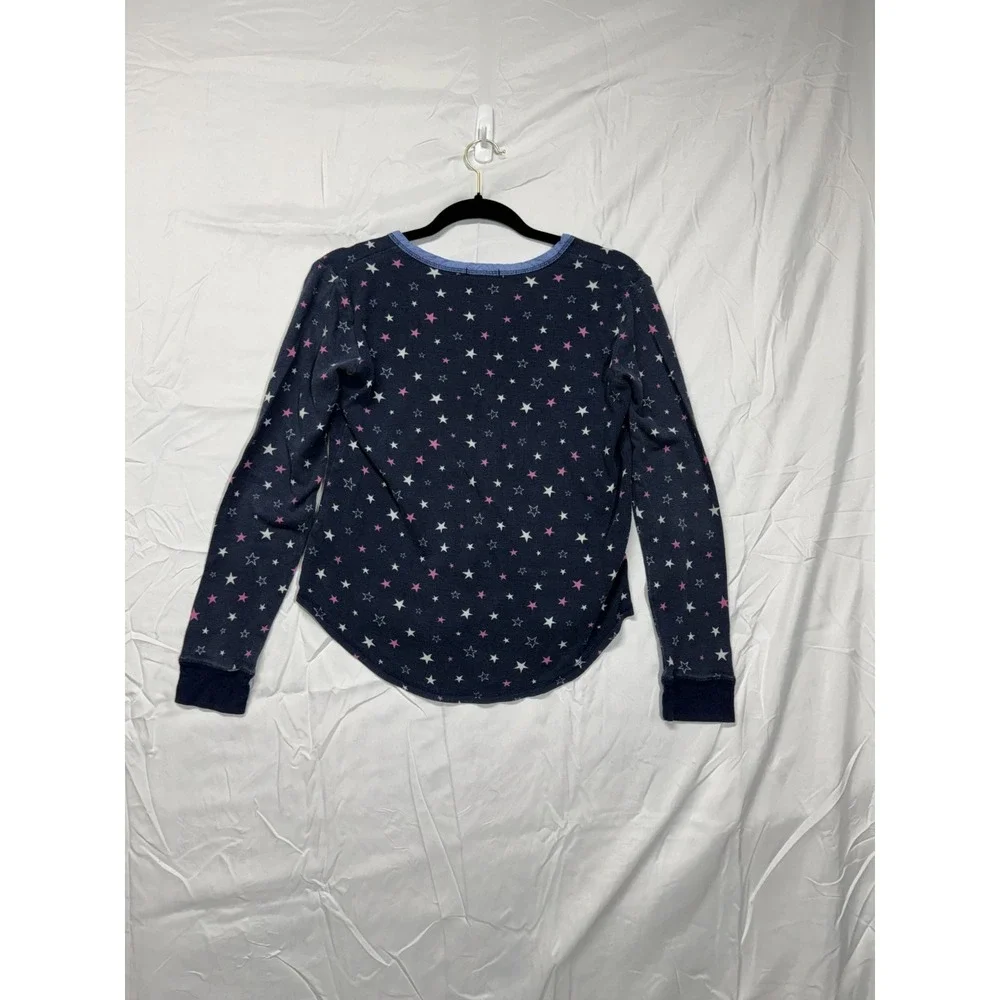 AQUA Women's Medium Navy Blue Star Pattern‎ Sleep-Wear Thermal Pajama Set